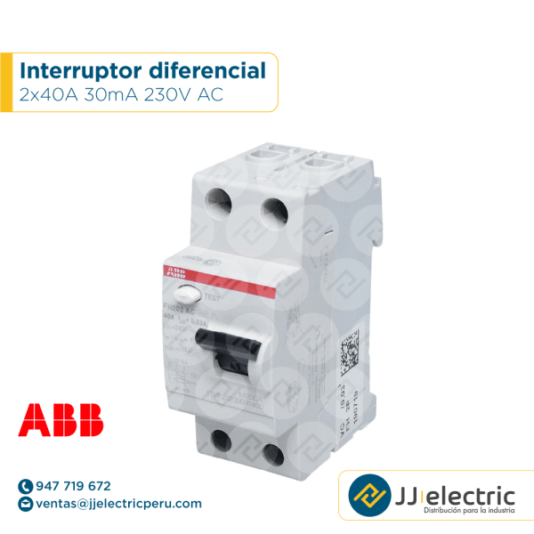 Interruptor diferencial 2x40A 30mA 230V AC - ABB