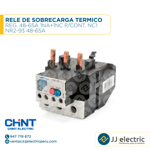 Rele De Sobrecarga Termico Reg. 48-65A 1Na+1Nc P/Cont. Nc1 / NR2-93 48-65A - CHINT