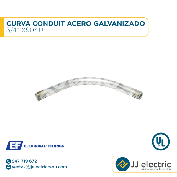 Curva Conduit acero galvanizado 3/4¨ x90° UL - E.F.