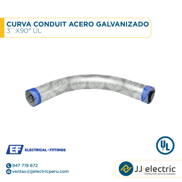 Curva Conduit acero galvanizado 3¨ x90° UL - E.F.