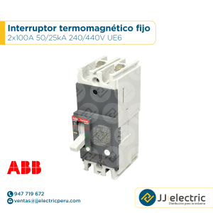 Interruptor termomagnético fijo 2x100A 50/25kA 240/440V UE6 - ABB