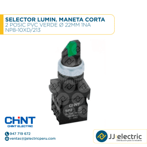 Selector Lumin. Maneta Corta 2 Posic Pvc Verde Ø 22Mm 1Na / NP8-10XD/213 - CHINT