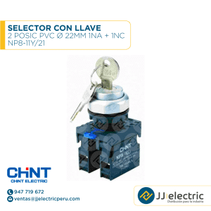 Selector Con Llave 2 Posic Pvc Ø 22Mm 1Na + 1Nc / NP8-11Y/21 - CHINT