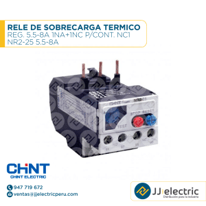 Rele De Sobrecarga Termico Reg. 5.5-8A 1Na+1Nc P/Cont. Nc1 / NR2-25 5.5-8A - CHINT