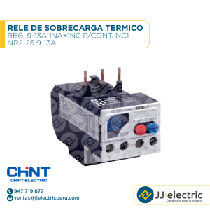 Rele De Sobrecarga Termico Reg. 9-13A 1Na+1Nc P/Cont. Nc1 / NR2-25 9-13A - CHINT