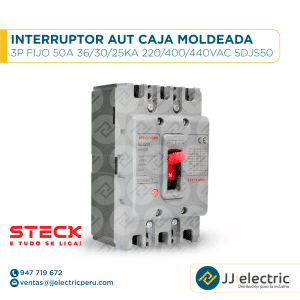 Interruptor Aut Caja Moldeada 3P Fijo 50A 36/30/25Ka 220/400/440Vac Sdjs50 - STECK