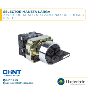 Selector Maneta Larga 2 Posic Metal Negro Ø 22Mm 1Na Con Retorno / NP2-BJ51 - CHINT