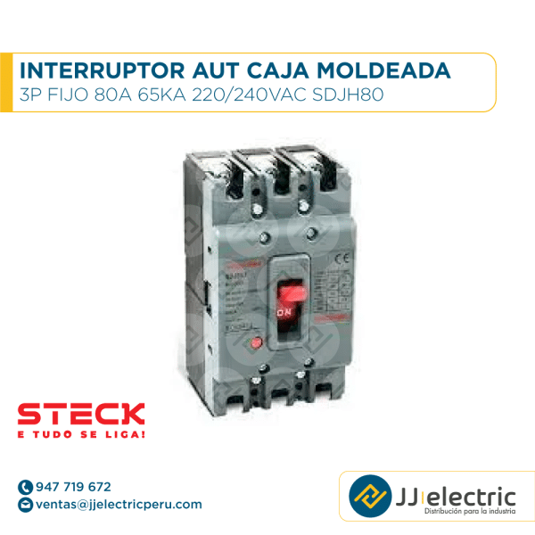 Interruptor Aut Caja Moldeada 3P Fijo 80A 65Ka 220/240Vac Sdjh80 - STECK