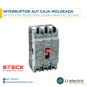 Interruptor Aut Caja Moldeada 3P Fijo 63A 36/30/25Ka 220/400/440Vac Sdjs63 - STECK