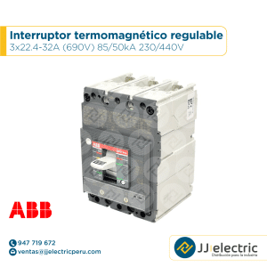 Interruptor termomagnético regulable 3x22.4-32A (690V) 85/50kA 230/440V - ABB