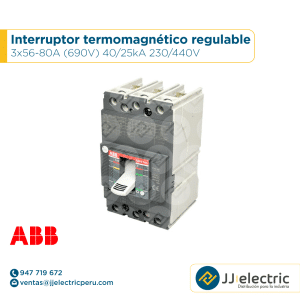Interruptor termomagnético regulable 3x56-80A (690V) 40/25kA 230/440V - ABB