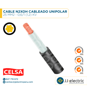 CABLE N2XOH CABLEADO UNIPOLAR 25 MM2 - 0,6/1 (1,2) KV - CELSA