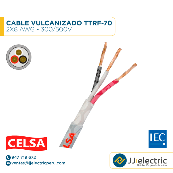 CABLE VULCANIZADO TTRF-70 2X8 AWG - 300/500V - CELSA
