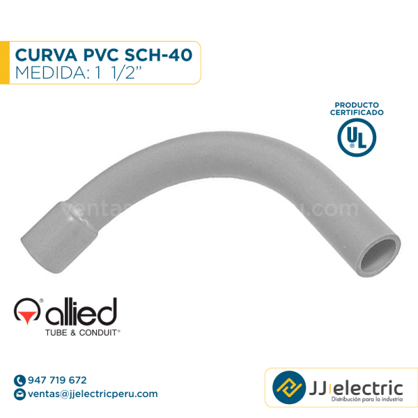 CURVA PVC SCH-40 90° 1 1/2´´- ALLIED