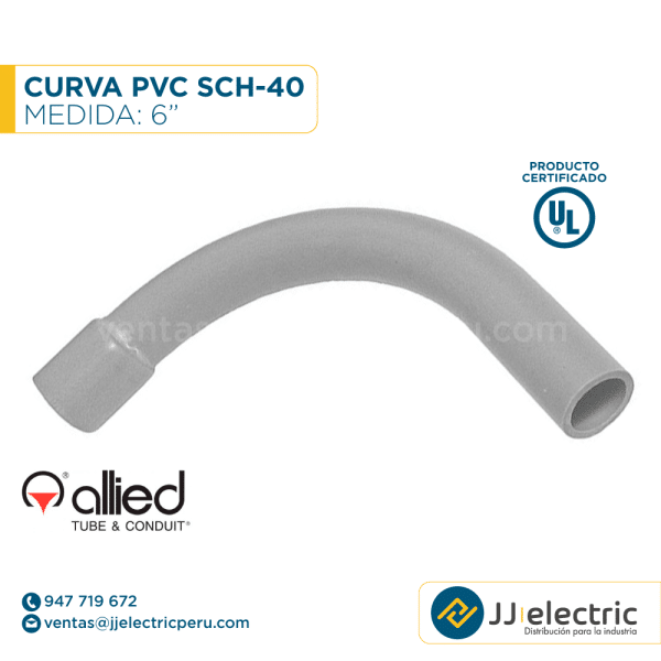 CURVA PVC SCH-40 90° 6´´- ALLIED