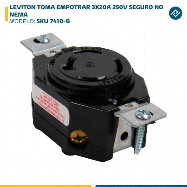 LEVITON TOMA EMPOTRAR 3X20A 250V SEGURO NO NEMA SKU: 7410-B