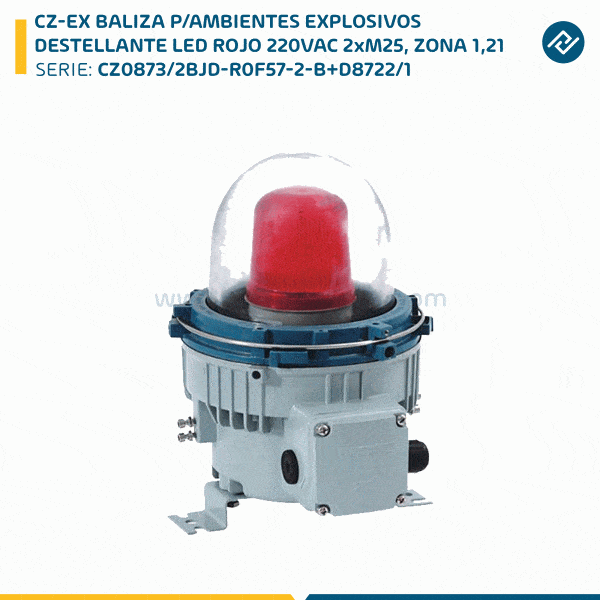 CZ-EX BALIZA P/AMBIENTES EXPLOSIVOS DESTELLANTE LED ROJO 220VAC 2xM25, ZONA 1,21 CZ0873/2BJD-R0F57-2-B+D8722/1