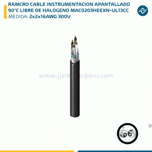 RAMCRO CABLE INSTRUMENTACION APANTALLADO 2x2x16AWG 300V 90°C LIBRE DE HALOGENO, UL, MAC0203HEEXN-UL13CC
