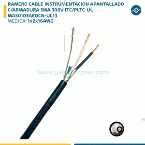 RAMCRO CABLE INSTRUMENTACION APANTALLADO C/ARMADURA SWA 1x2x16AWG 300V ITC/PLTC-UL, MAS0103AEOCN-UL13