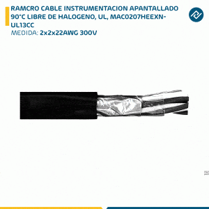 RAMCRO CABLE INSTRUMENTACION APANTALLADO 2x2x22AWG 300V 90°C LIBRE DE HALOGENO, UL, MAC0207HEEXN-UL13CC