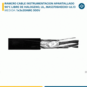 RAMCRO CABLE INSTRUMENTACION APANTALLADO 1x3x20AWG 300V 90°C LIBRE DE HALOGENO, UL, MAS3706HEEXO-UL13