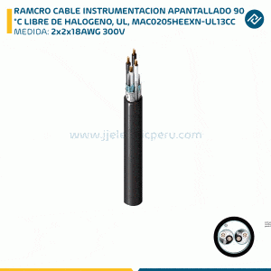 RAMCRO CABLE INSTRUMENTACION APANTALLADO 2x2x18AWG 300V 90°C LIBRE DE HALOGENO, UL, MAC0205HEEXN-UL13CC