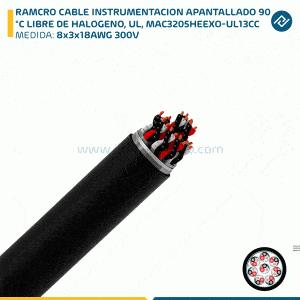 RAMCRO CABLE INSTRUMENTACION APANTALLADO 8x3x18AWG 300V 90°C LIBRE DE HALOGENO, UL, MAC3205HEEXO-UL13CC
