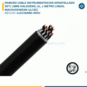 RAMCRO CABLE INSTRUMENTACION APANTALLADO 4x2x16AWG 300V 90°C LIBRE HALOGENO, UL, x METRO LINEAL MAC0403HEEXN-UL13CC