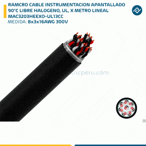 RAMCRO CABLE INSTRUMENTACION APANTALLADO 8x3x16AWG 300V 90°C LIBRE HALOGENO, UL, X METRO LINEAL MAC3203HEEXO-UL13CC