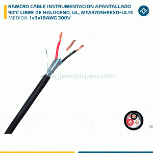 RAMCRO CABLE INSTRUMENTACION APANTALLADO 1x3x18AWG 300V 90°C LIBRE DE HALOGENO, UL, MAS3705HEEXO-UL13