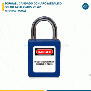 SOFAMEL CANDADO CON ARO METALICO L=25MM COLOR AZUL C/ABS-25 AZ