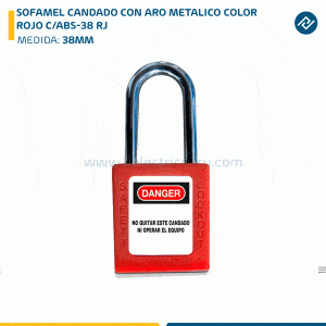 SOFAMEL CANDADO CON ARO METALICO L=38MM COLOR ROJO C/ABS-38 RJ