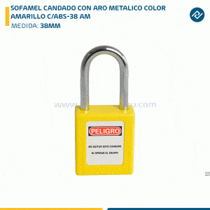 SOFAMEL CANDADO CON ARO METALICO L=38MM COLOR AMARILLO C/ABS-38 AM