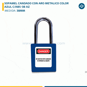 SOFAMEL CANDADO CON ARO METALICO L=38MM COLOR AZUL C/ABS-38 AZ