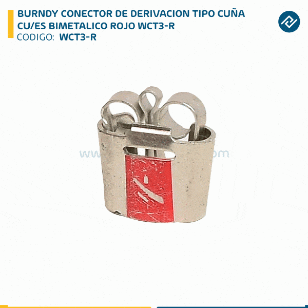 BURNDY CONECTOR DE DERIVACION TIPO CUÑA CU/ES BIMETALICO ROJO WCT3-R