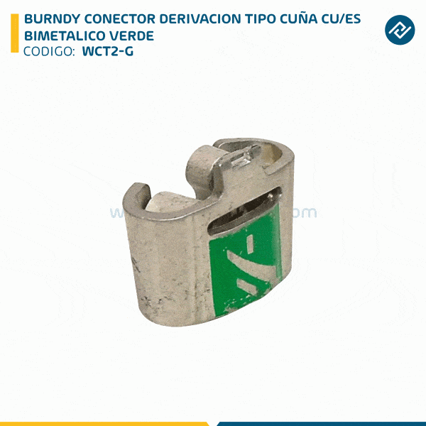 BURNDY CONECTOR DERIVACION TIPO CUÑA CU/ES BIMETALICO VERDE WCT2-G