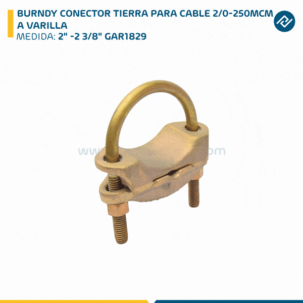 BURNDY CONECTOR TIERRA PARA CABLE 2/0-250MCM A VARILLA 2" -2 3/8" GAR1829