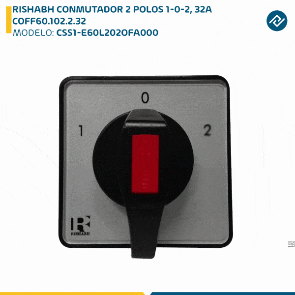 RISHABH CONMUTADOR 2 POLOS 1-0-2, 32A COFF60.102.2.32