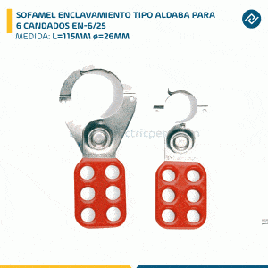SOFAMEL ENCLAVAMIENTO TIPO ALDABA L=115MM ø=26MM PARA 6 CANDADOS EN-6/25