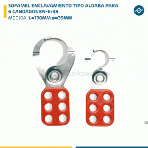 SOFAMEL ENCLAVAMIENTO TIPO ALDABA L=130MM ø=39MM PARA 6 CANDADOS EN-6/38