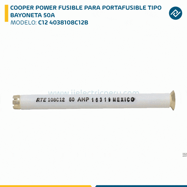 COOPER POWER FUSIBLE PARA PORTAFUSIBLE TIPO BAYONETA 50A C12 4038108C12B