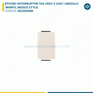 BTICINO INTERRUPTOR 10A 250V 3 VIAS 1 MODULO MARFIL MODUS STYLE AE2003EM