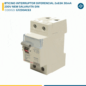 BTICINO INTERRUPTOR DIFERENCIAL 2x63A 30mA 230V NEW SALVAVITA DIN G7230AC63