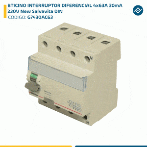 BTICINO INTERRUPTOR DIFERENCIAL 4x63A 30mA 230V New Salvavita DIN G7430AC63