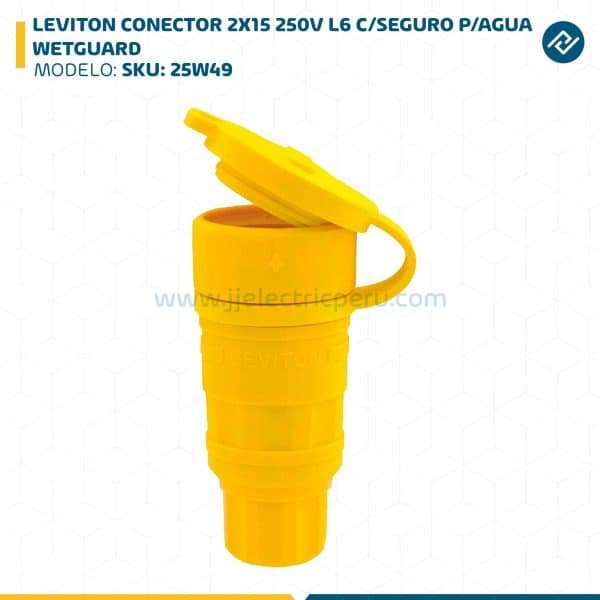 LEVITON CONECTOR 2X15 250V L6 C/SEGURO P/AGUA WETGUARD SKU: 25W49
