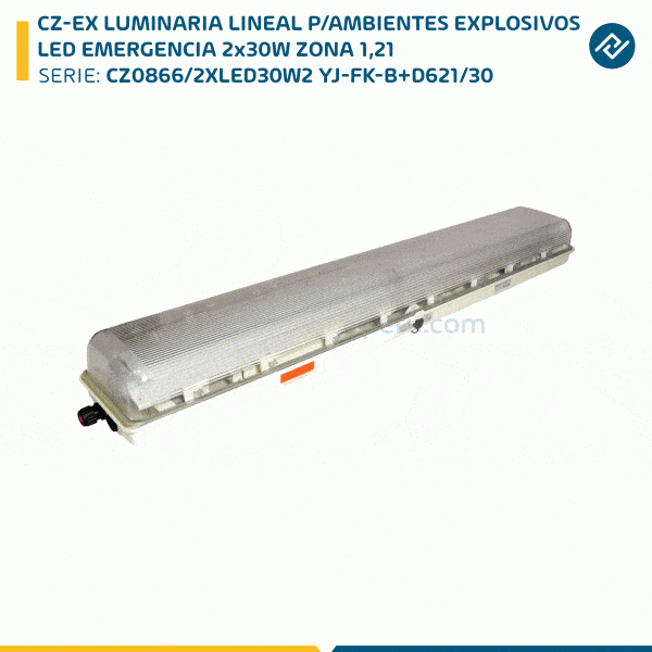 CZ-EX LUMINARIA LINEAL P/AMBIENTES EXPLOSIVOS LED EMERGENCIA 2x30W ZONA 1,21 CZ0866/2XLED30W2 YJ-FK-B+D621/30