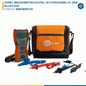 SONEL MEGOHMETRO DIGITAL 1KV/100GOHMS, PI, DAR, BLUETOOH WMGBMIC30
