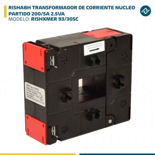 RISHABH TRANSFORMADOR DE CORRIENTE NUCLEO PARTIDO 200/5A 2.5VA RISHXMER 93/30SC