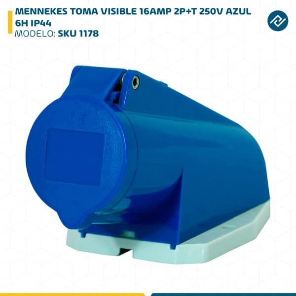MENNEKES TOMA VISIBLE 16AMP 2P+T 250V AZUL 6H IP44 SKU: 1178