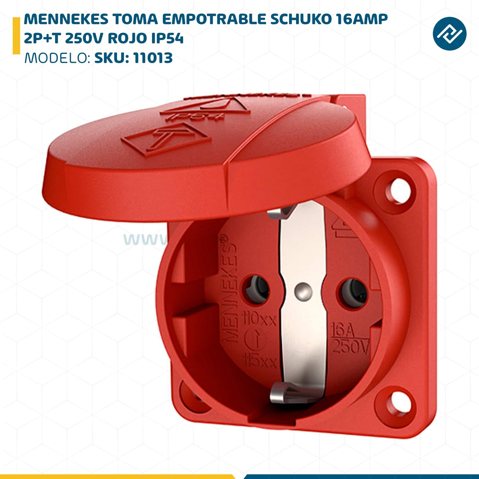 MENNEKES TOMA EMPOTRABLE SCHUKO 16AMP 2P+T 250V ROJO IP54 SKU: 11013